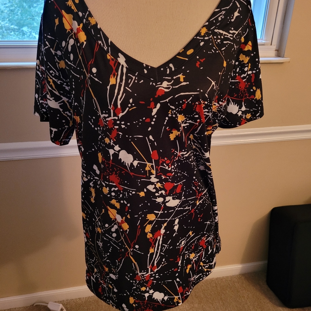 Womans Casual Multicolored V Neck Shirt
